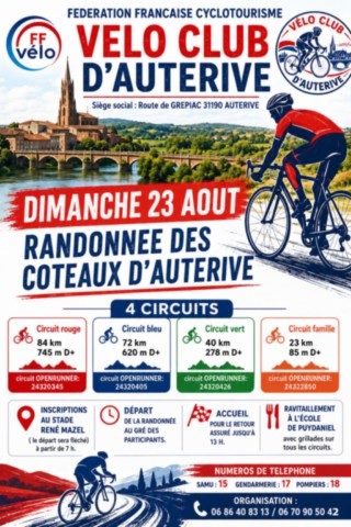 Dimanche 23 Août 2026 Randonnée des côteaux