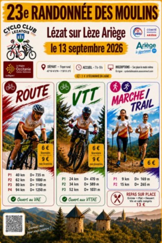 Dimanche 13 Septembre 2026 Randonnée des moulins
